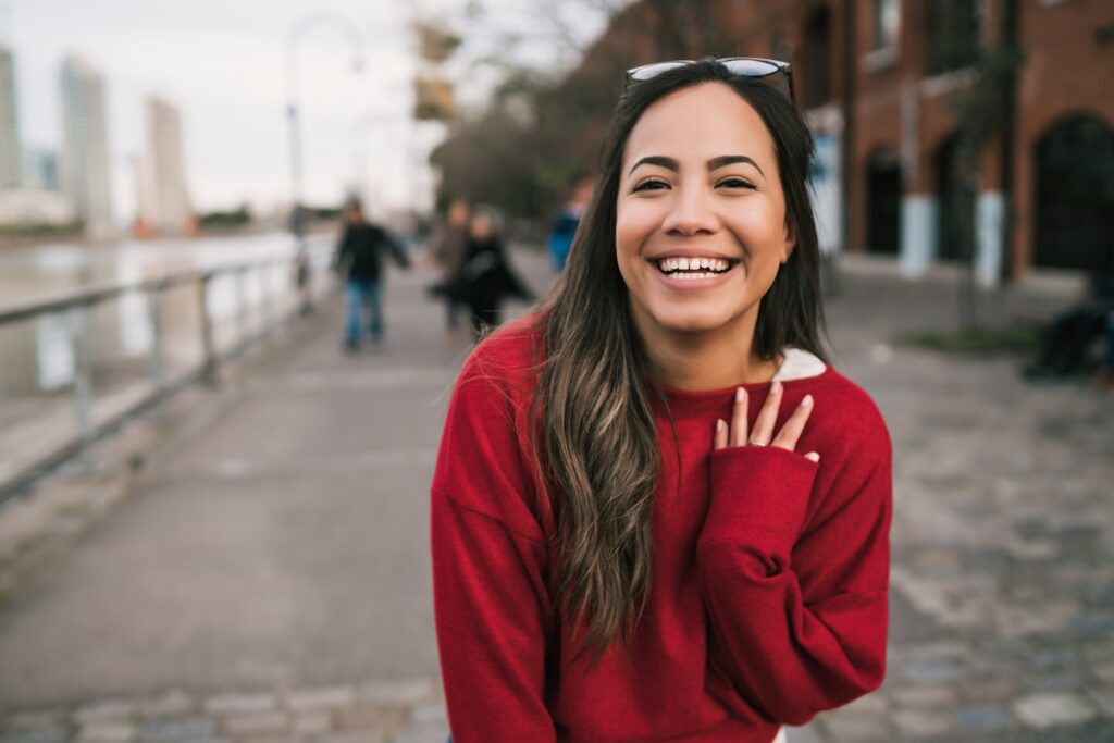 Young woman happy and excited.